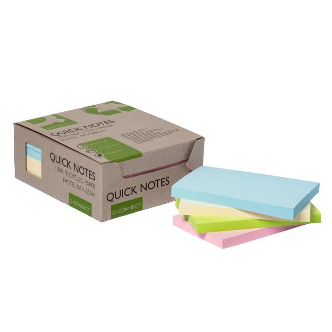Self-adhesive pad Q-CONNECT recycled 127x76 rainbow 12 pcs