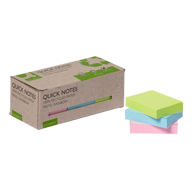 Self-adhesive pad Q-CONNECT recycled 38x51 rainbow 12 pcs