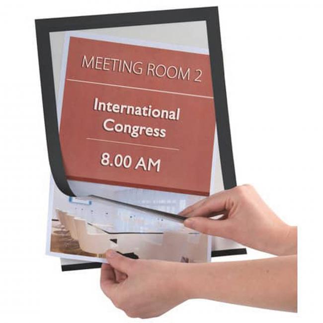 [QC022366] Self-adhesive document holder A4 black 2 pcs