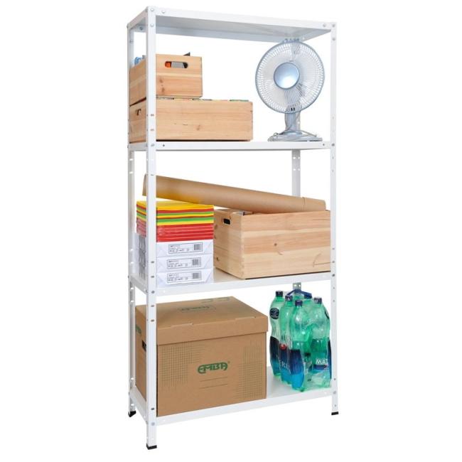 Shelf rack, all metal, h.150 x w.75 x d.30 cm, white