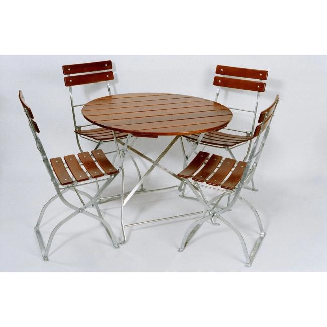 [RG020020] Arnika classic garden set, 1x table, 4x chairs, chestnut wood, skeleton RAL 6005 green