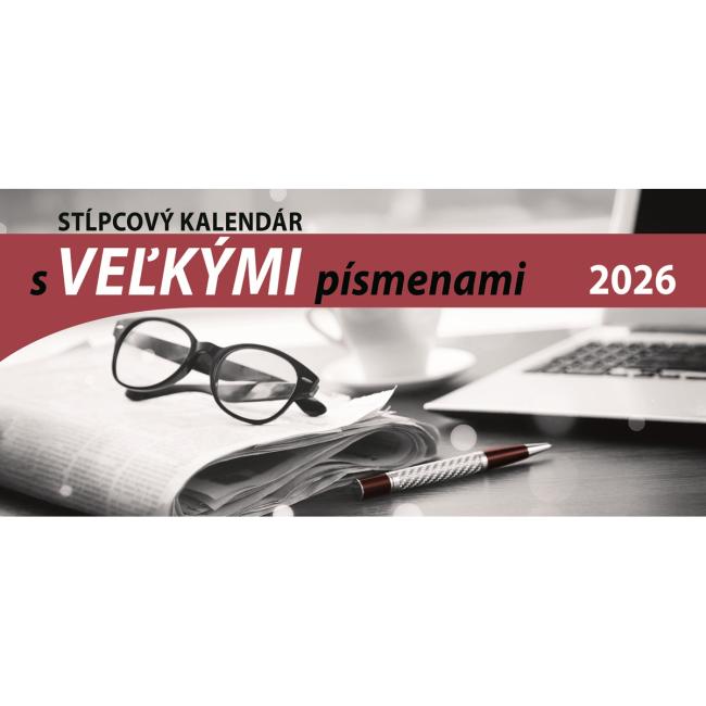 Desk calendar column 29.7 x 13.8 cm with CAPITAL letters 2026