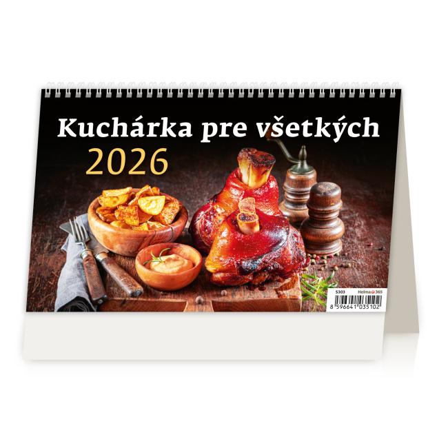 Riadkový stolový kalendár 22,6x13,9 cm - Kuchárska kniha pre každého 2026