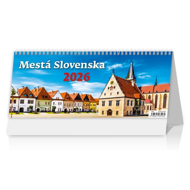 Line table calendar 32.1x13.4 cm - Cities of Slovakia 2026