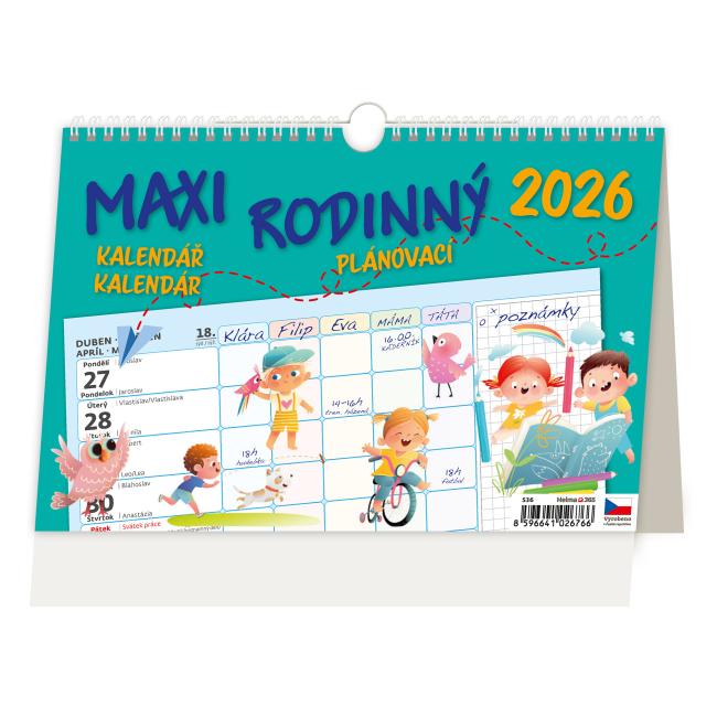 [S36] Stolný kalendár 24x16 cm - MAXI FAMILY plánovač 2026