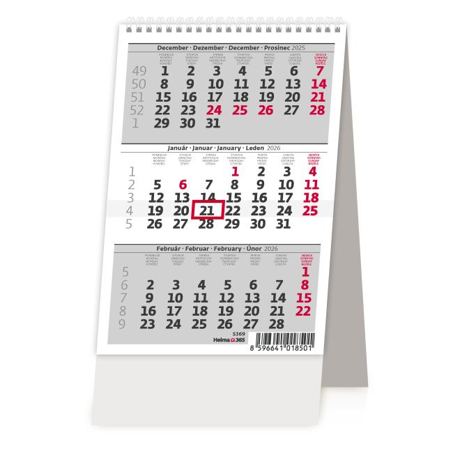 Desk calendar mini 3-month 11x16 cm 2026