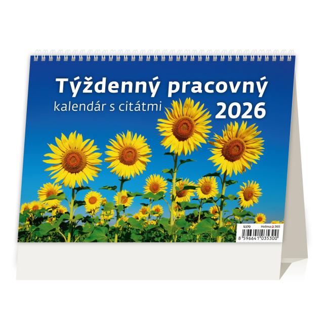 Lined desk calendar 21.1x14.8 cm - Weekly with quotes 2026