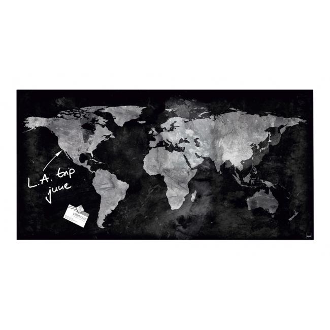 Glass board artverum 91x46cm world map