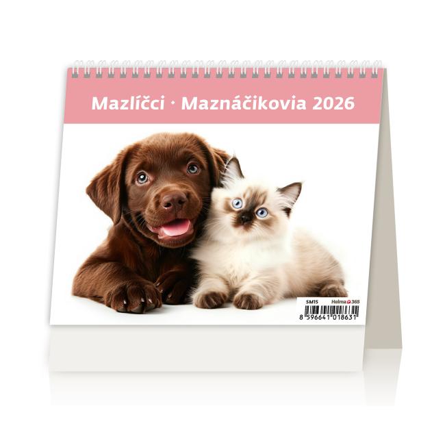 Line desk calendar 17.1x13.9 cm - MiniMax Pets 2026