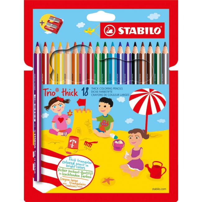 STABILO Trio crayons with grater, 18 pcs