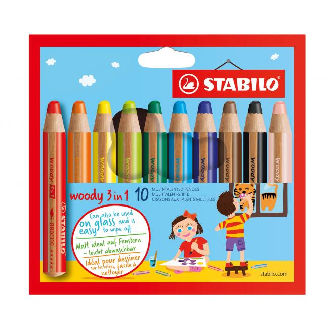 [ST880010] STABILO woody 3 in1 crayons 10 pcs