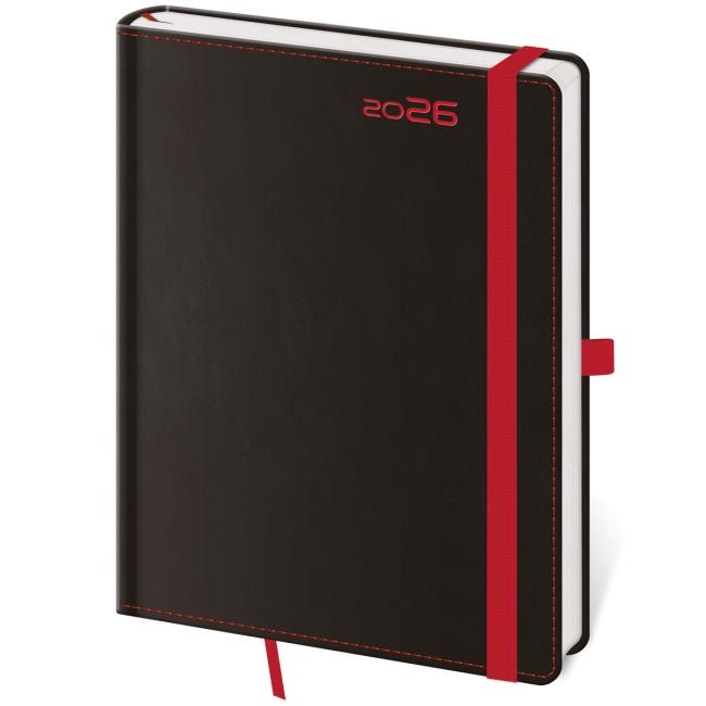 Diary BLACK RED weekly A5 14.3x20.5cm 2026