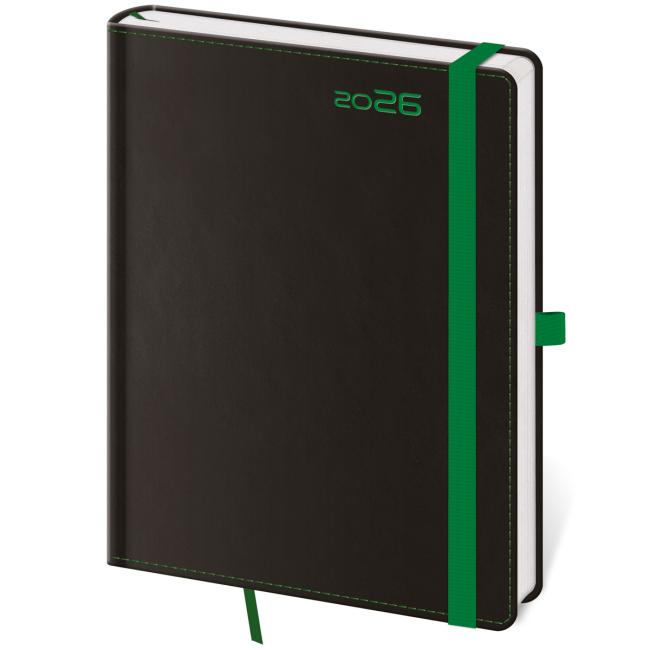 Diary BLACK GREEN weekly A5 14.3x20.5cm 2026