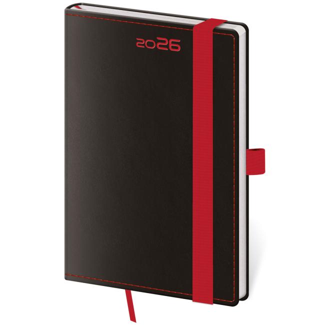 Diary BLACK RED weekly B6 12x16.5cm 2026