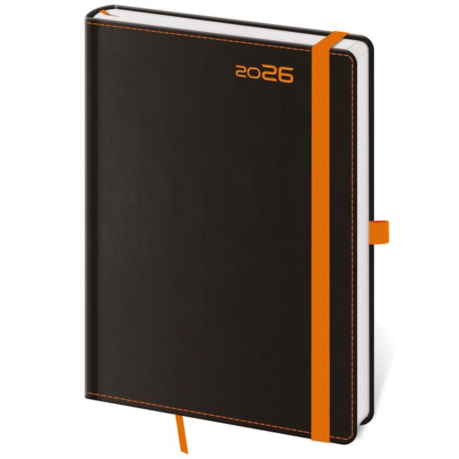 Diary BLACK ORANGE weekly B6 12x16.5cm 2026