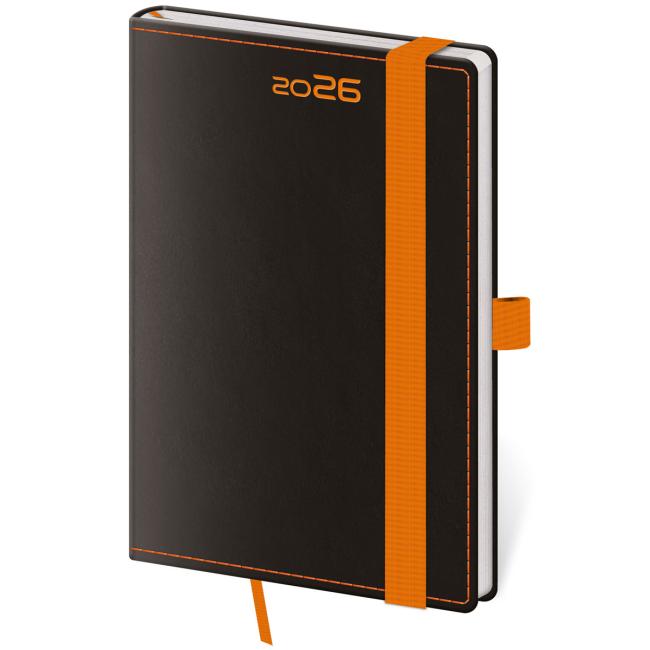 Diary BLACK ORANGE weekly pocket A6 9x14cm 2026