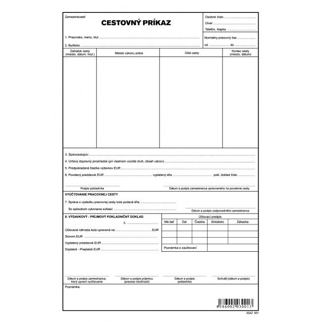 Travel order, A4, 1000 sheets