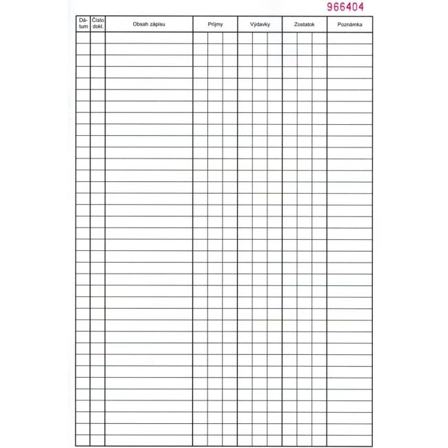 Cash book, A4, numbered, 50x2 sheets
