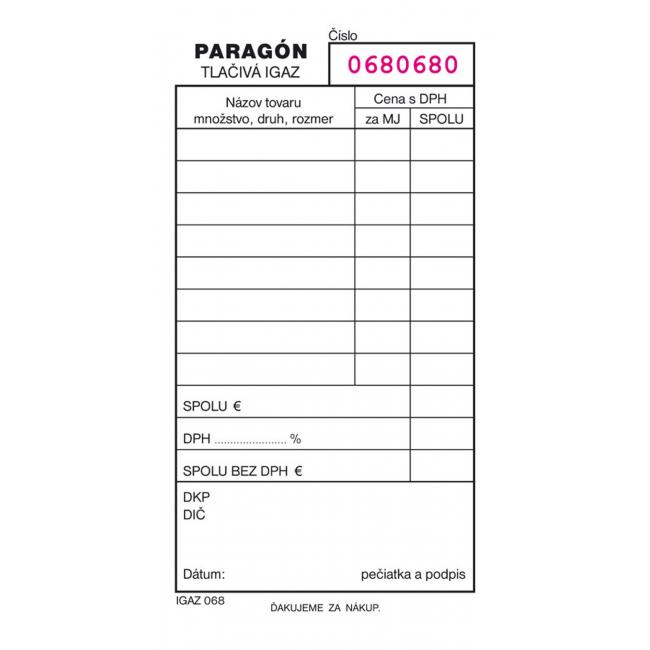 Numbered receipt, self-copy, A6, 100 sheets