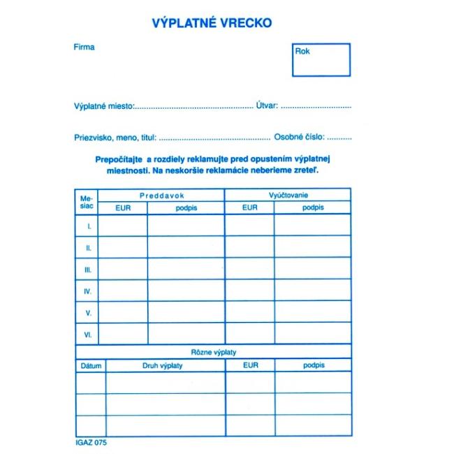 [TL075000] Výplatná kapsa, C6