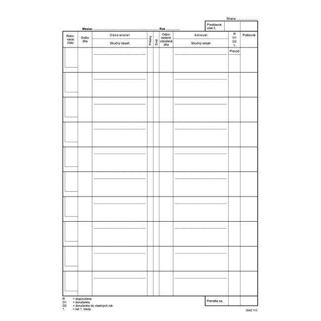 Book of incoming and outgoing mail, A4, hardcover, 96 sheets