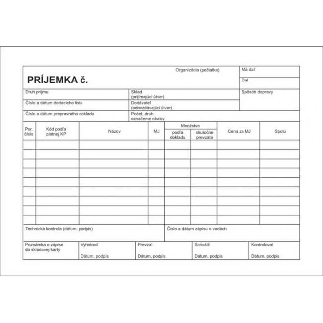 Účtenka, A5, autokópia, 100 listov