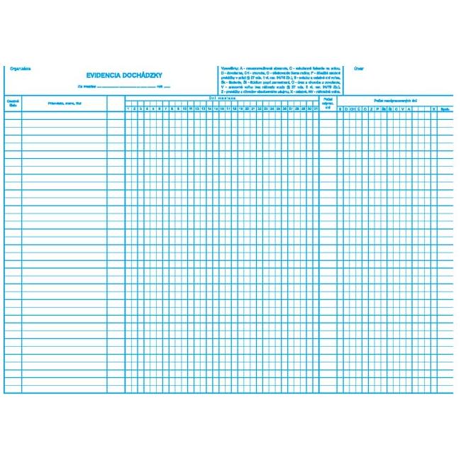 Attendance record, A3, sheet
