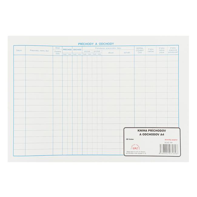 [TL189000] Kniha príchodov a odchodov, A4, 50 listov