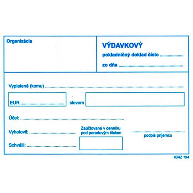[TL194000] Výdajkový doklad bez DPH, A6