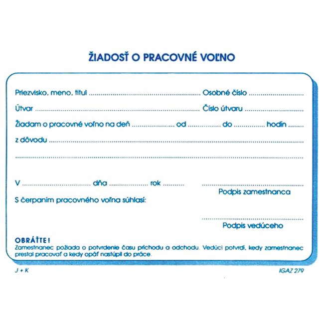 Application form for work leave, A6, 100 sheets