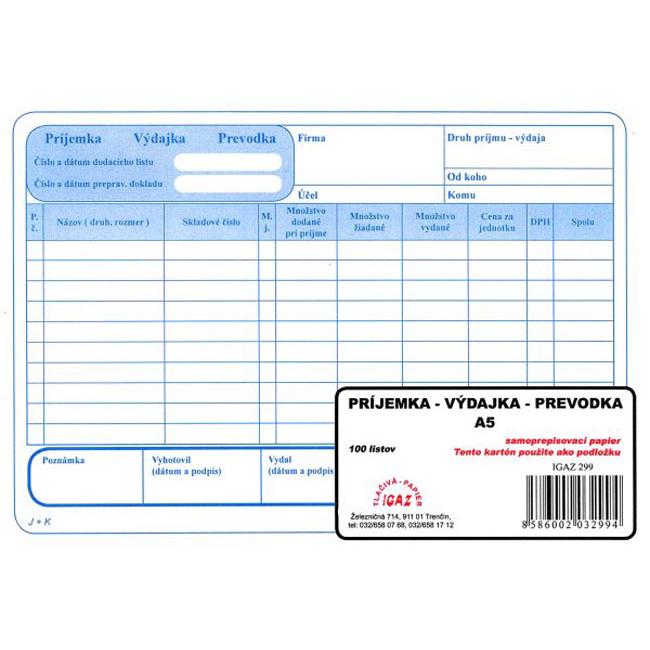 Receipt - expense - transfer with VAT, self-transcription, A5