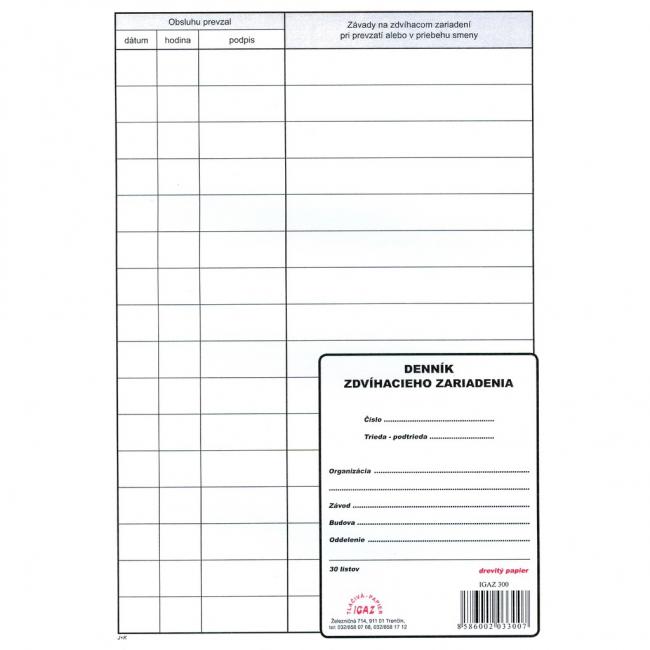 Zdvíhací denník A4, 30 listov