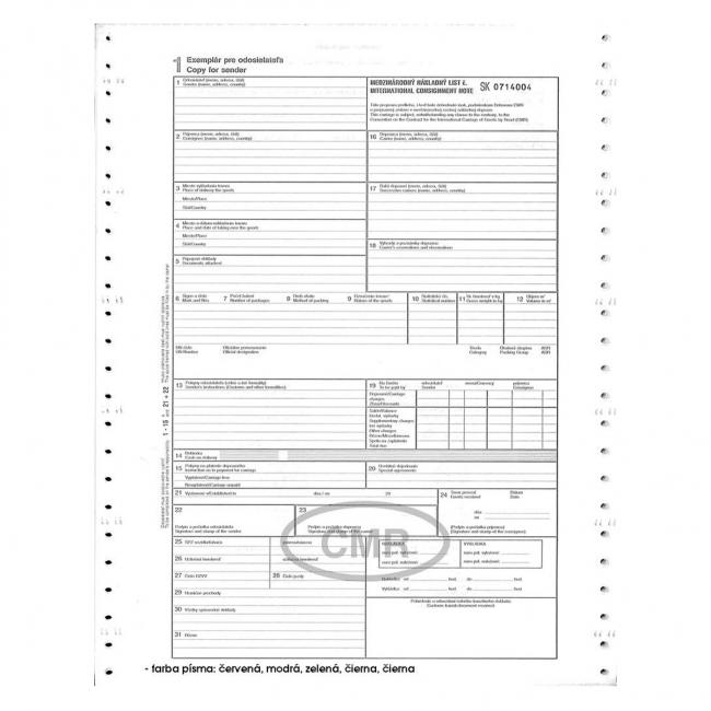 CMR-5 sheets, A4, autocopy on tabular paper, 350 pcs