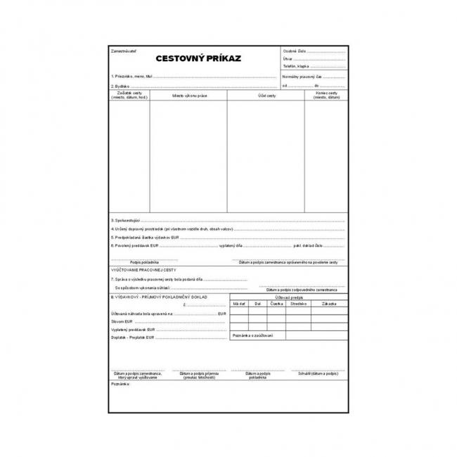 Travel order, A4, pad, 100 sheets