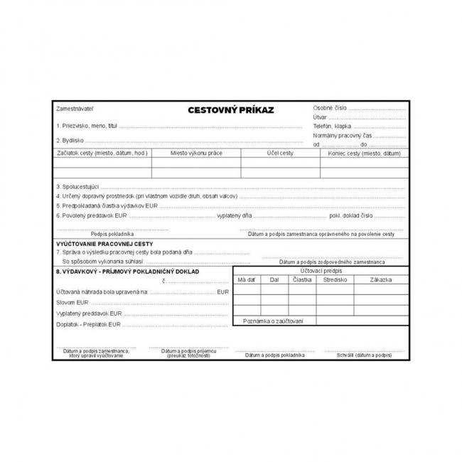 [TL706000] Cestovný príkaz, A5, blok, 100 listov