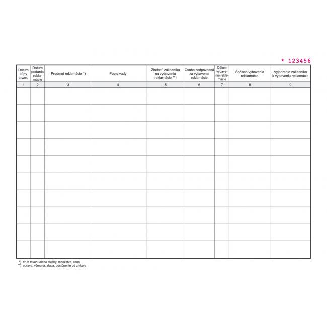 Complaint record book, A4, 30 sheets