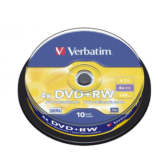 Verbatim DVD+RW 4x 4,7GB torta 10 ks