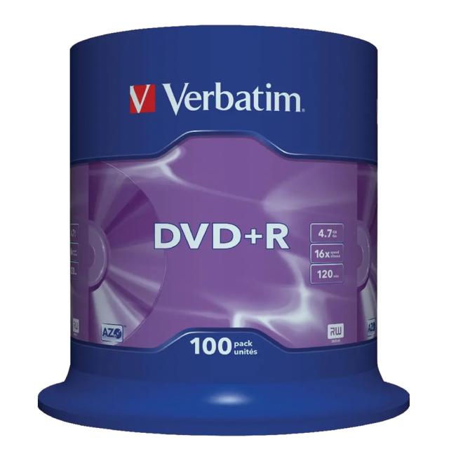 [VE435510] Verbatim DVD+R 16x 4,7GB cake 100 ks
