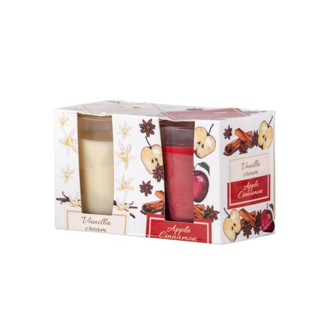 [XM034767] Emocio Sklo Decor Vanilla & Apple Cinnamon, scented candle, 2 pcs in a box, 752x65 mm