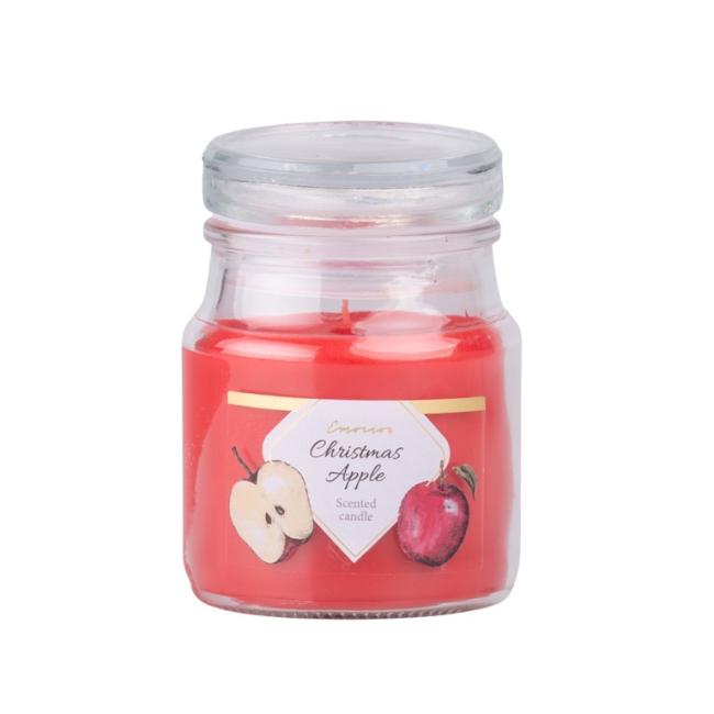 Emocio Glass with glass lid Christmas Apple (Spiced Apple), scented candle, 57x85 mm