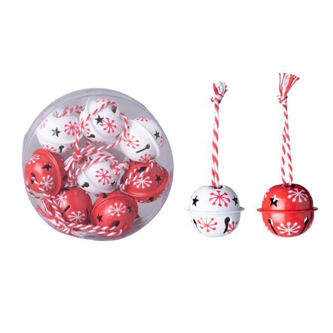Bells 8 pcs 30mm mix, white, red