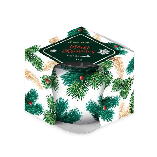 Emocio sklenený dekor 70x62 mm Veselé Vianoce, vonná sviečka