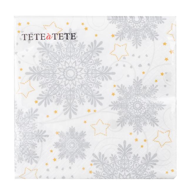 Christmas napkins Snowflakes silver 33x33 cm, 20 pcs