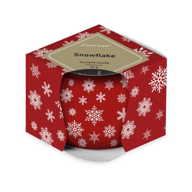 [XM043782] Emocio Glass Decor 70x62 mm Magic Snowing red-white, scented candle