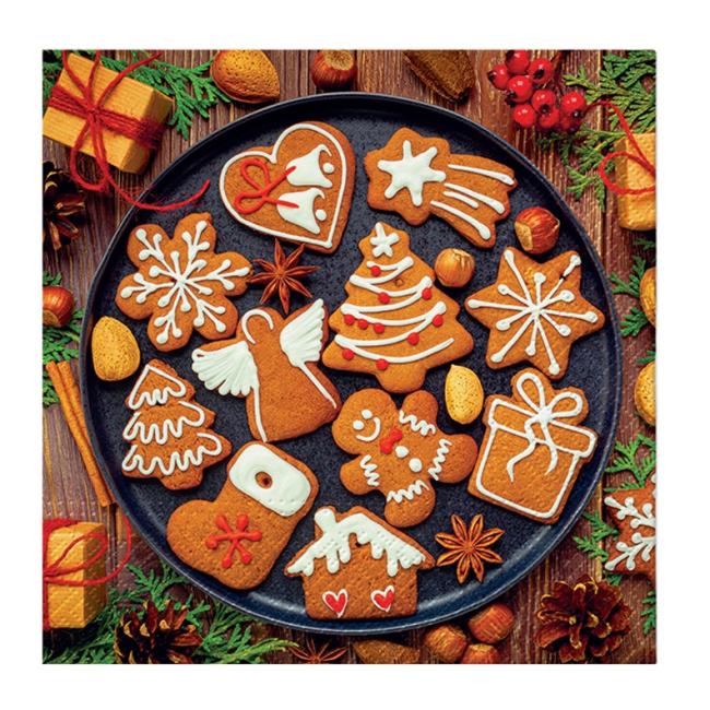 Christmas napkins Gingerbread icing decorated 33x33 cm, 20 pcs