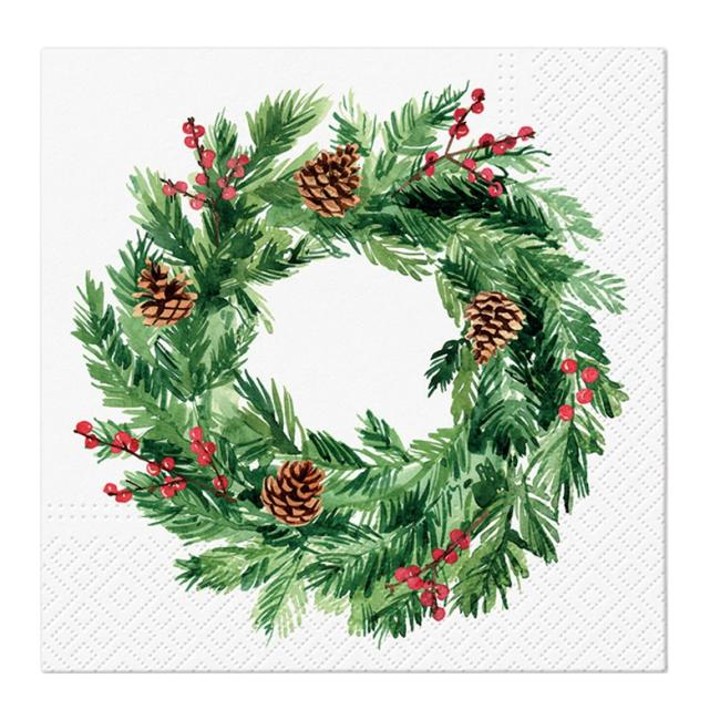 Christmas napkins Pine cones circle 33x33 cm, 20 pcs