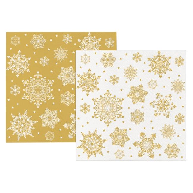Christmas napkins Snowflakes gold-white 40x40 cm, 12 pcs