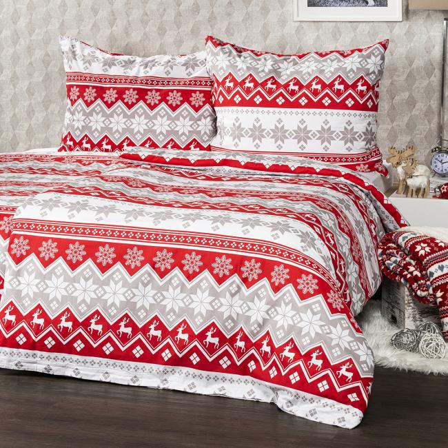 Cotton sheets red Nordic 100% cotton (blanket + pillow)