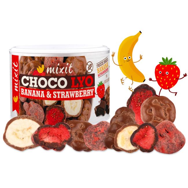 Mixit Crispy bananas and strawberries in chocolate 150g