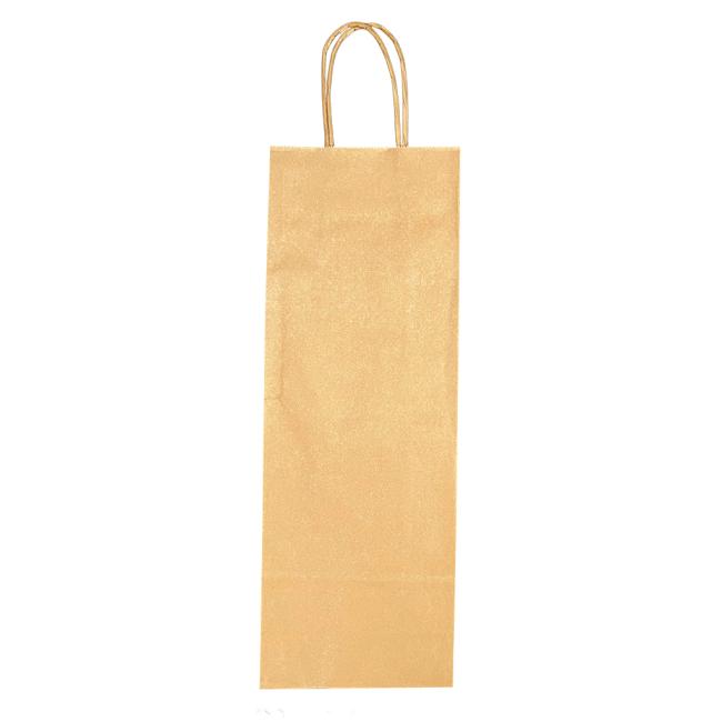 Paper bag for wine 140x80x390, mm golden, twisted handles in color